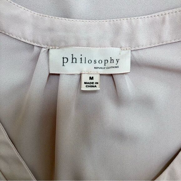 Philosophy dusty pink ruffle short sleeve blouse size M - Picture 2 of 6